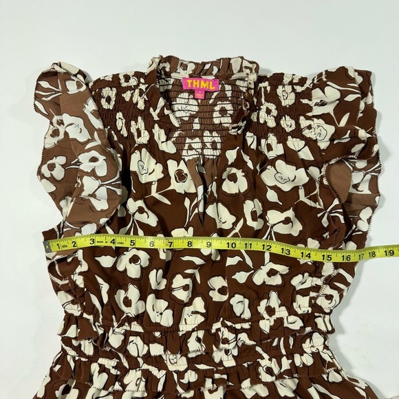 THML Brown Tiered Floral Midi Dress Size Small - Picture 5 of 6
